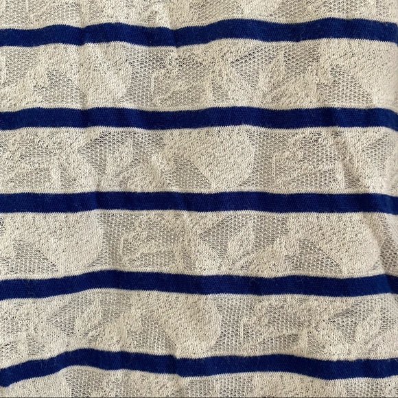LUCKY BRAND • Semi Sheer Lace Look Striped Top - Size L - Picture 6 of 16